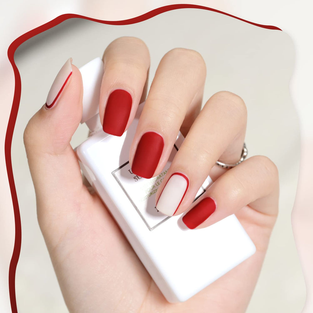 GAOY Ruby Red on nails for a glossy, salon-like finish