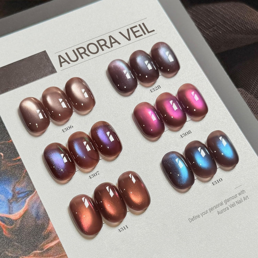 Seis colores gel ojo de gato con purpurina para manicura
