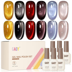 GAOY set gel ojo de gato con imán: empaque y colores para uñas, listo para usar