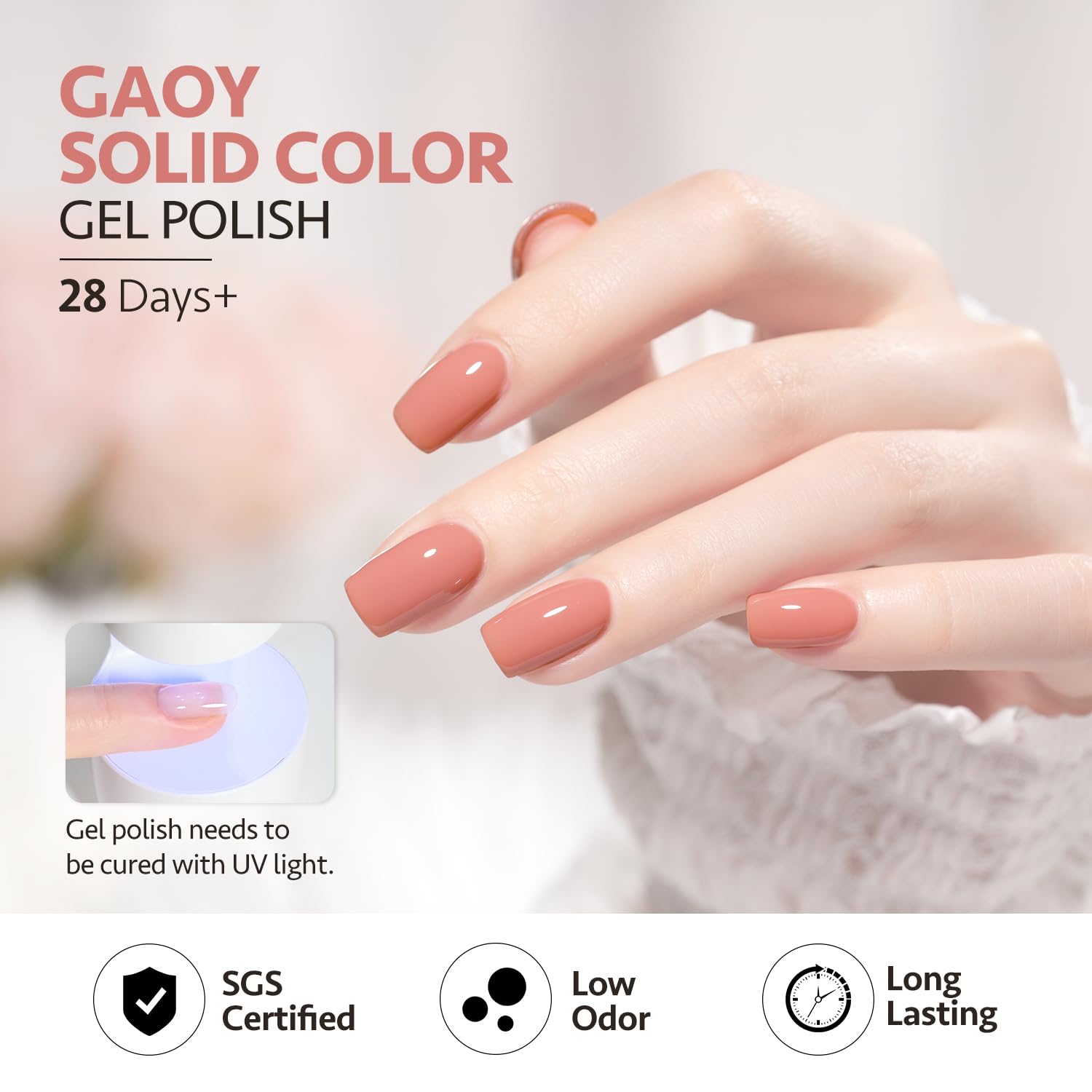GAOY gel uñas coral, color intenso con duración de hasta cuatro semanas