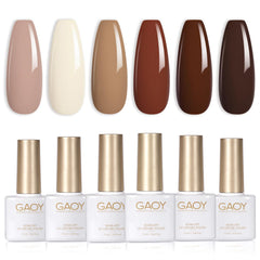 GAOY set gel uñas nude marrón otoñal, visión general del conjunto.