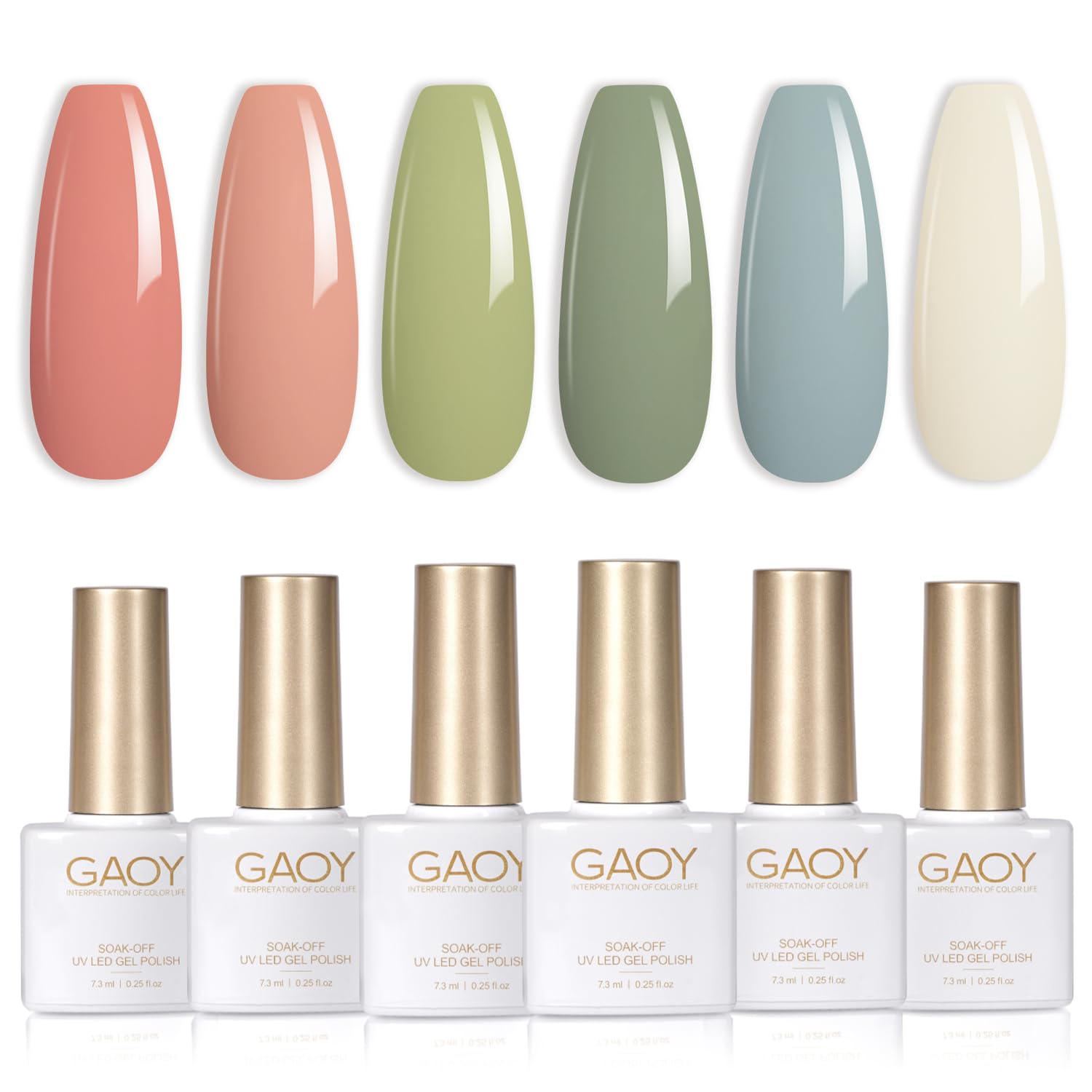 GAOY set de gel uñas verde primavera, acabado brillante y duradero para uso diario