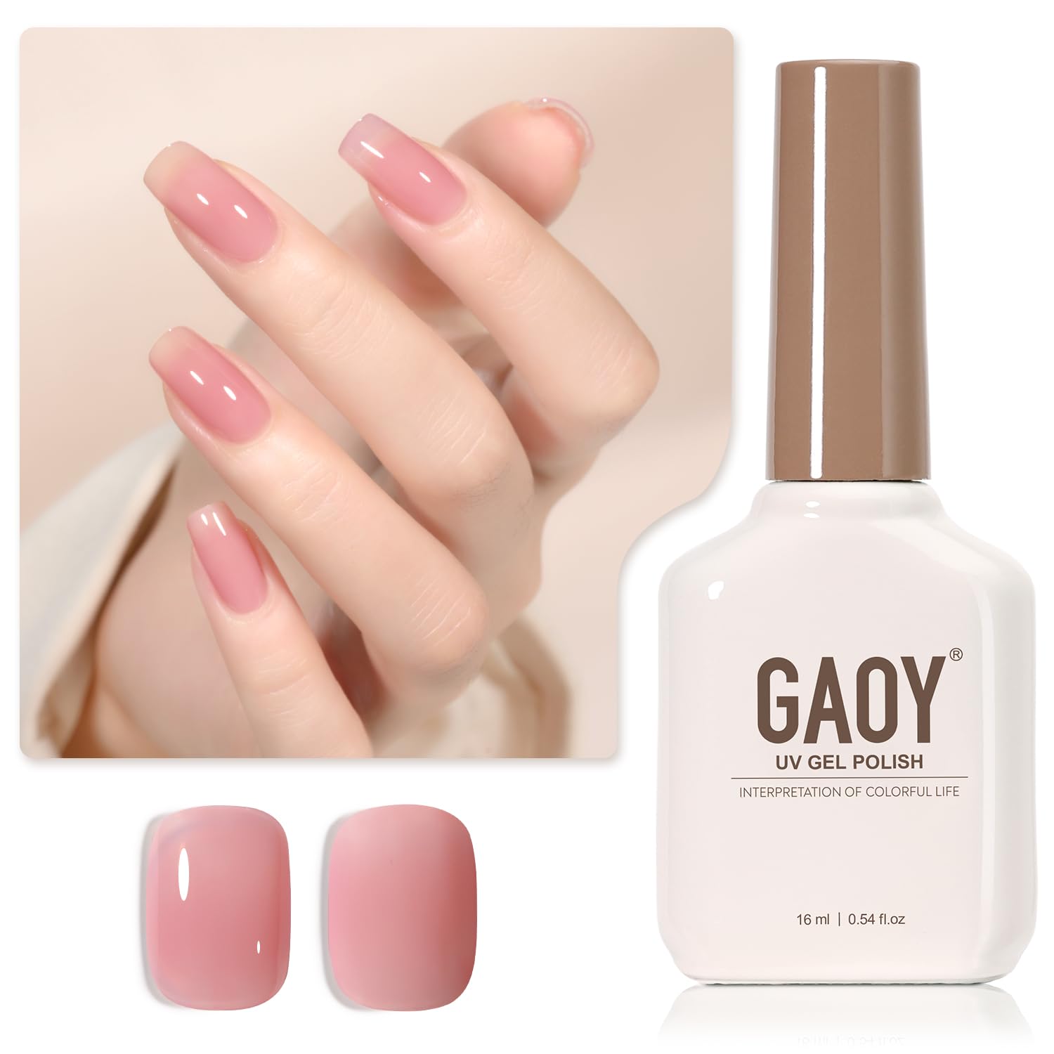 GAOY Sheer Maroon gel nail polish bottle for at-home manicures and versatile layering.