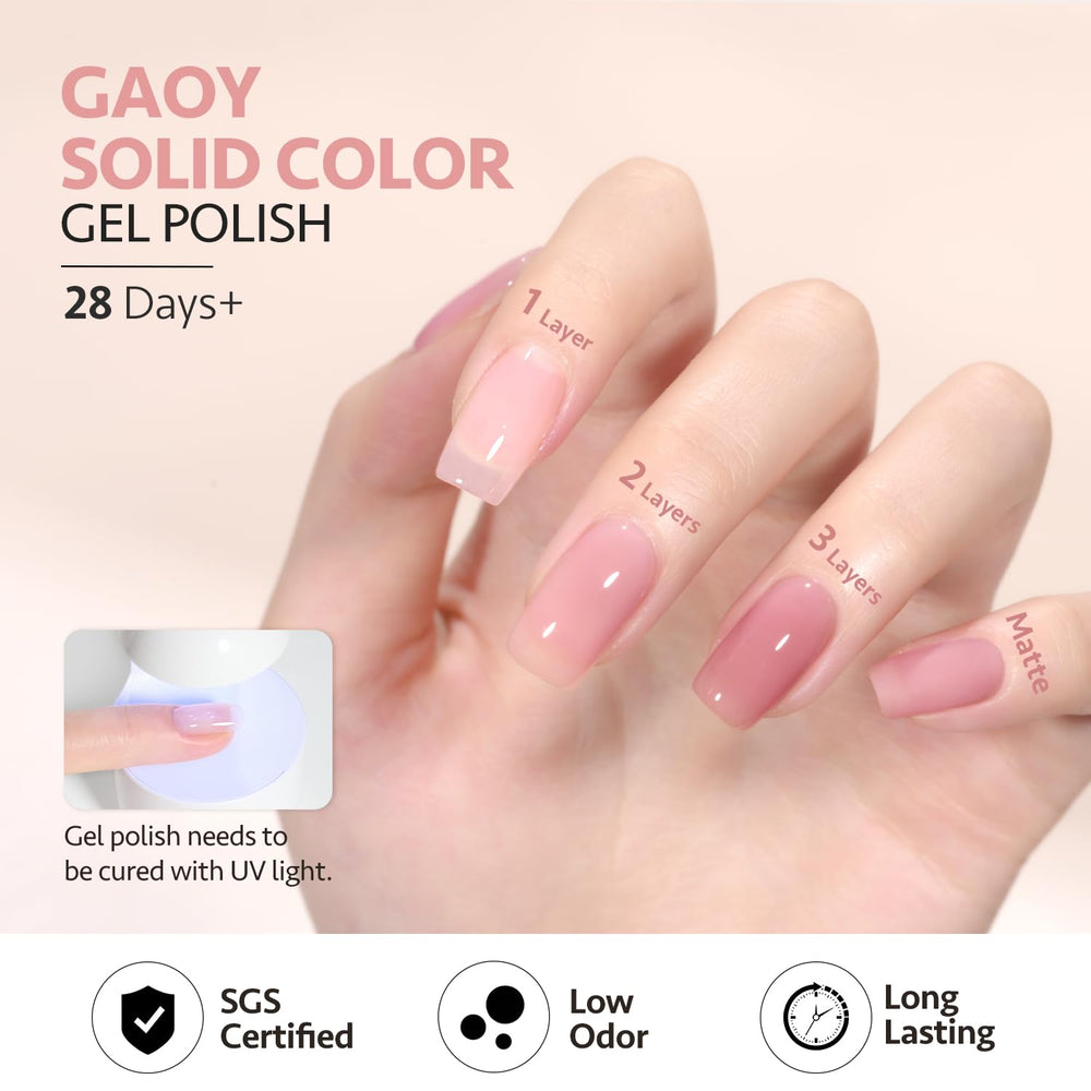 GAOY Sheer Maroon gel polish packaging with 16ml bottle inside.