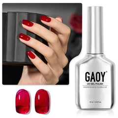 GAOY Sheer Red Gel Nail Polish bottle for buildable jelly color at home