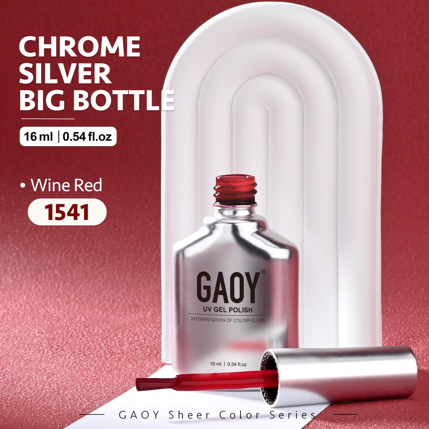 GAOY Sheer Red Gel Nail Polish packaging box with premium branding
