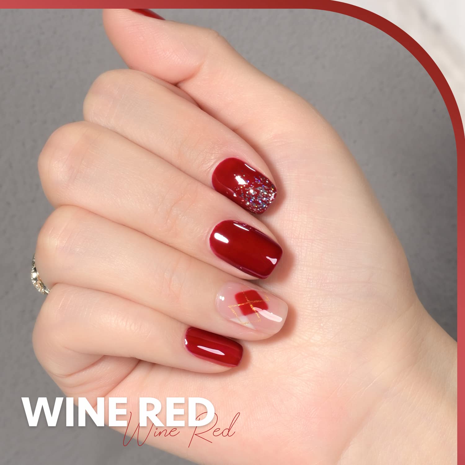 GAOY Sheer Red Gel Nail Polish texture closeup showing translucent jelly look