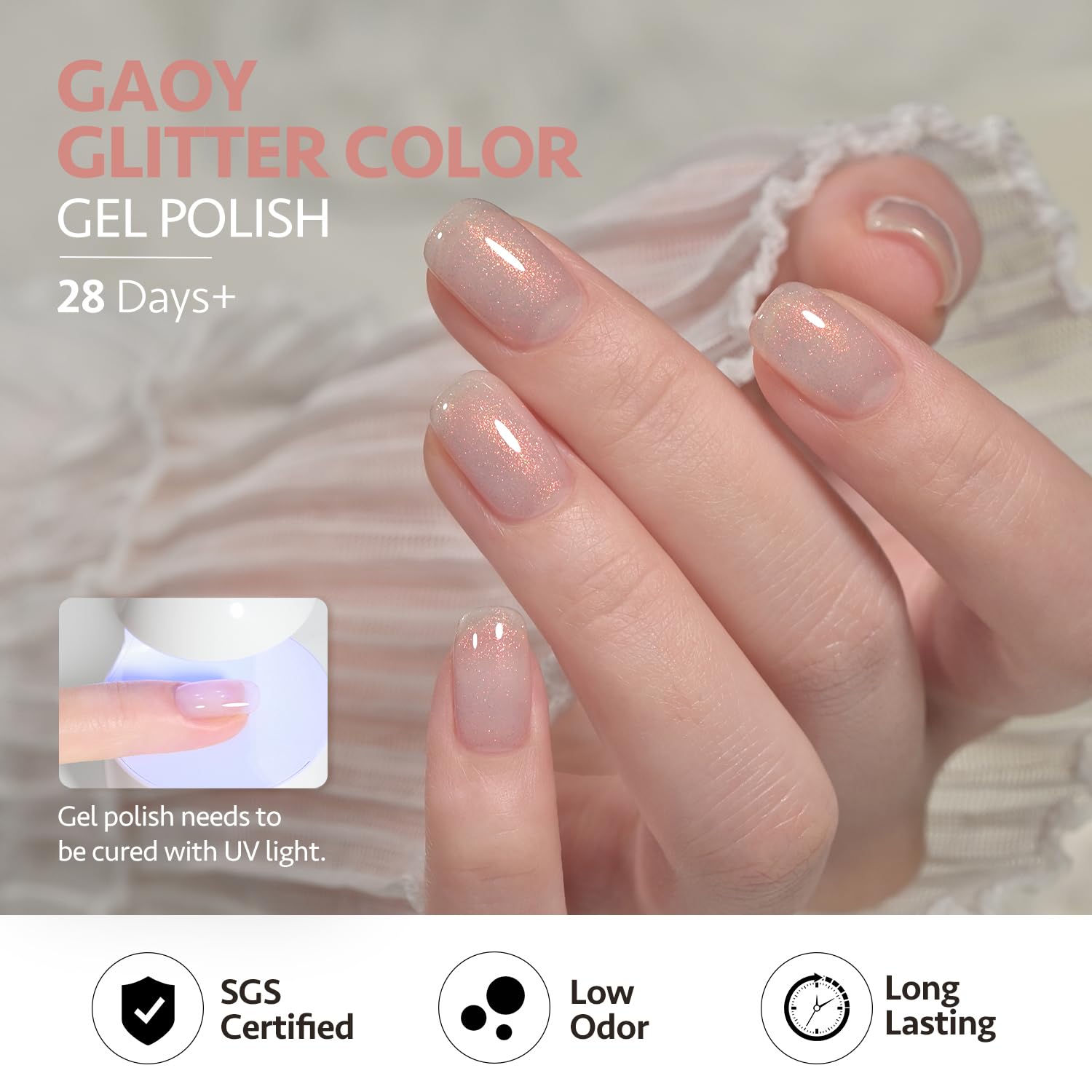 GAOY Shimmer Gel Polish 16ml bottle packaging for easy home use
