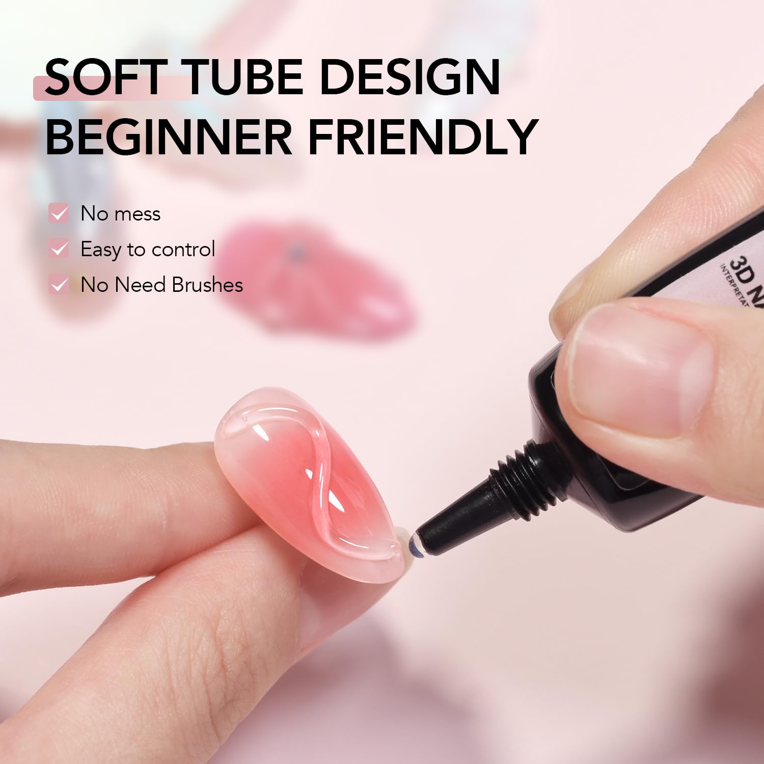GAOY soft tube design enables clean 3D nail art application
