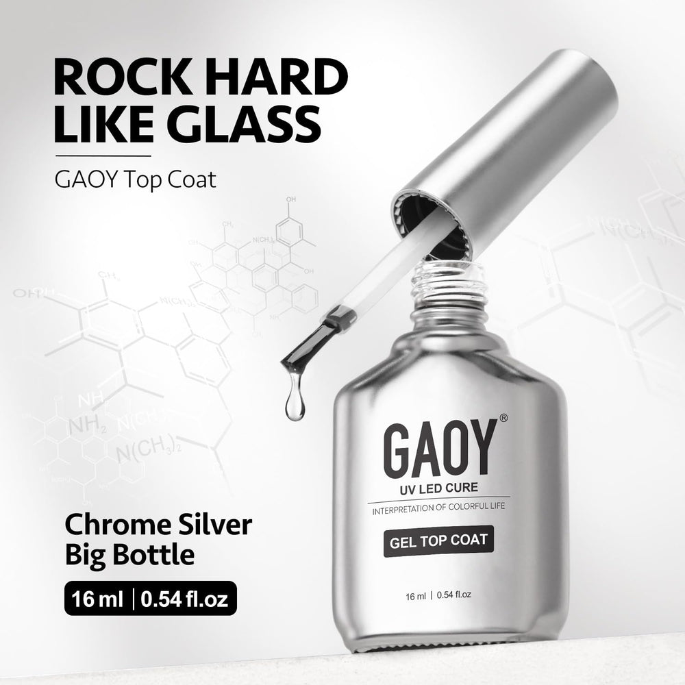 GAOY Top Coat bottle 16ml delivers glassy shine and long-lasting finish.