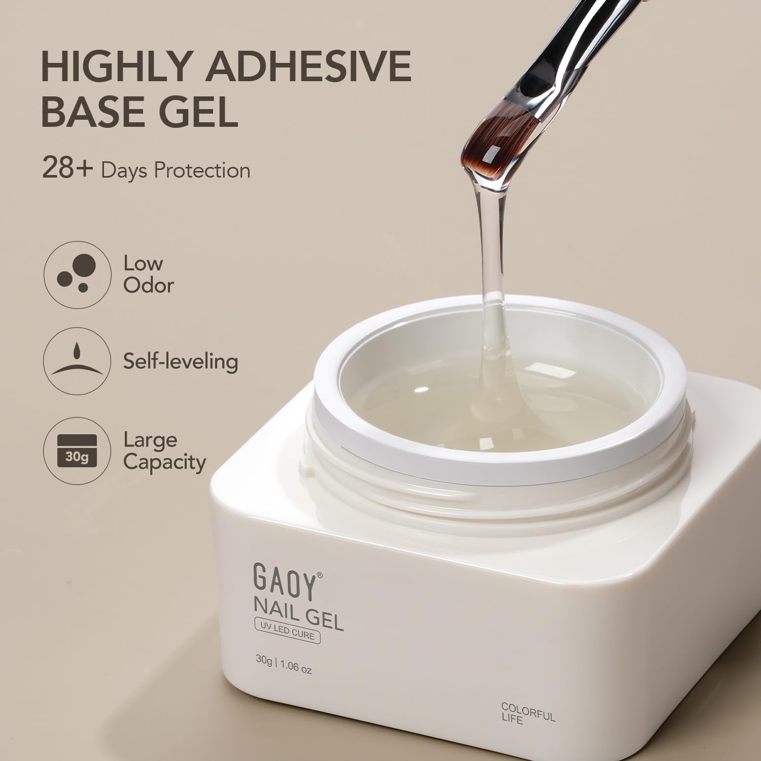 GAOY uñas fortaleza natural con base builder para uñas más sanas.