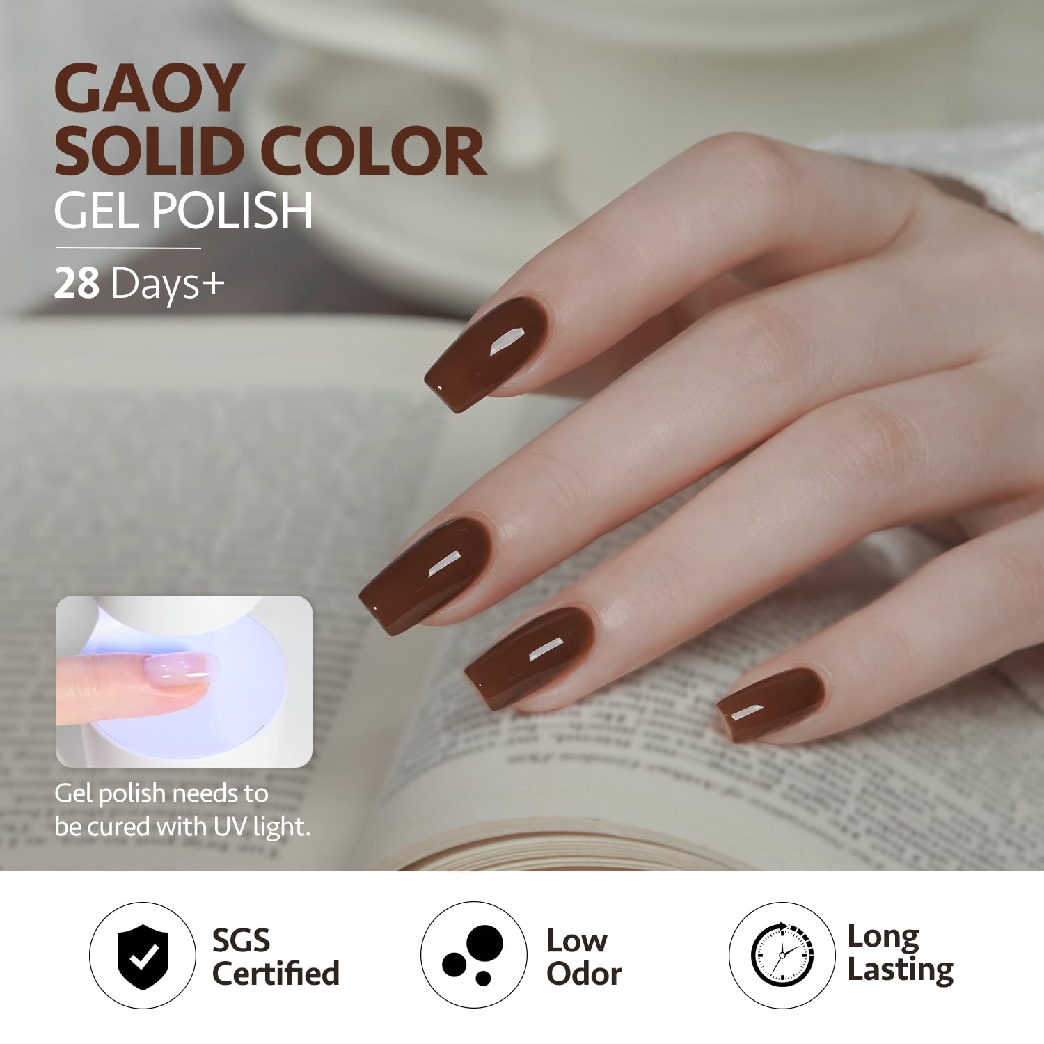 GAOY UV curing lamp demonstrating quick 60-second cure for at-home nails.