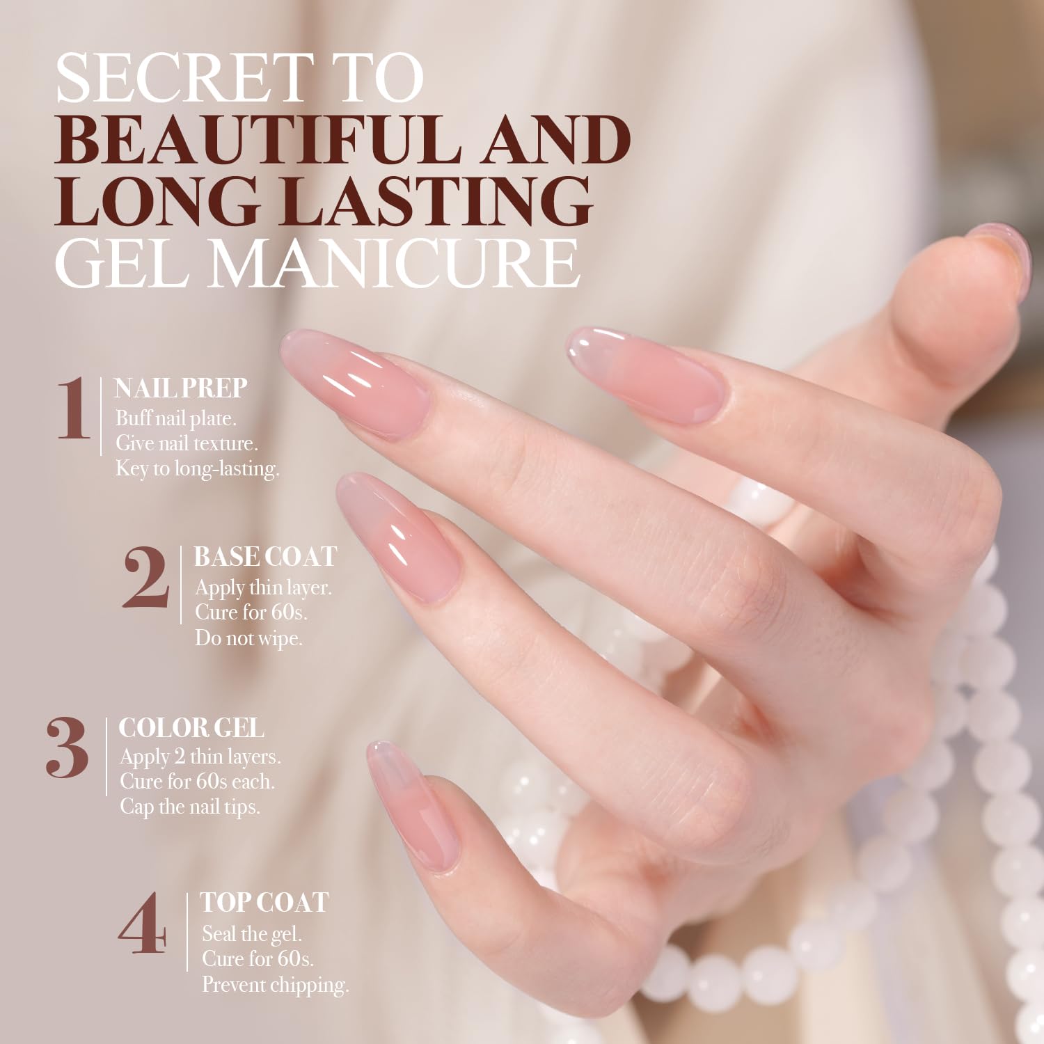 GAOY UV LED cure in 60 seconds for quick salon-like results.