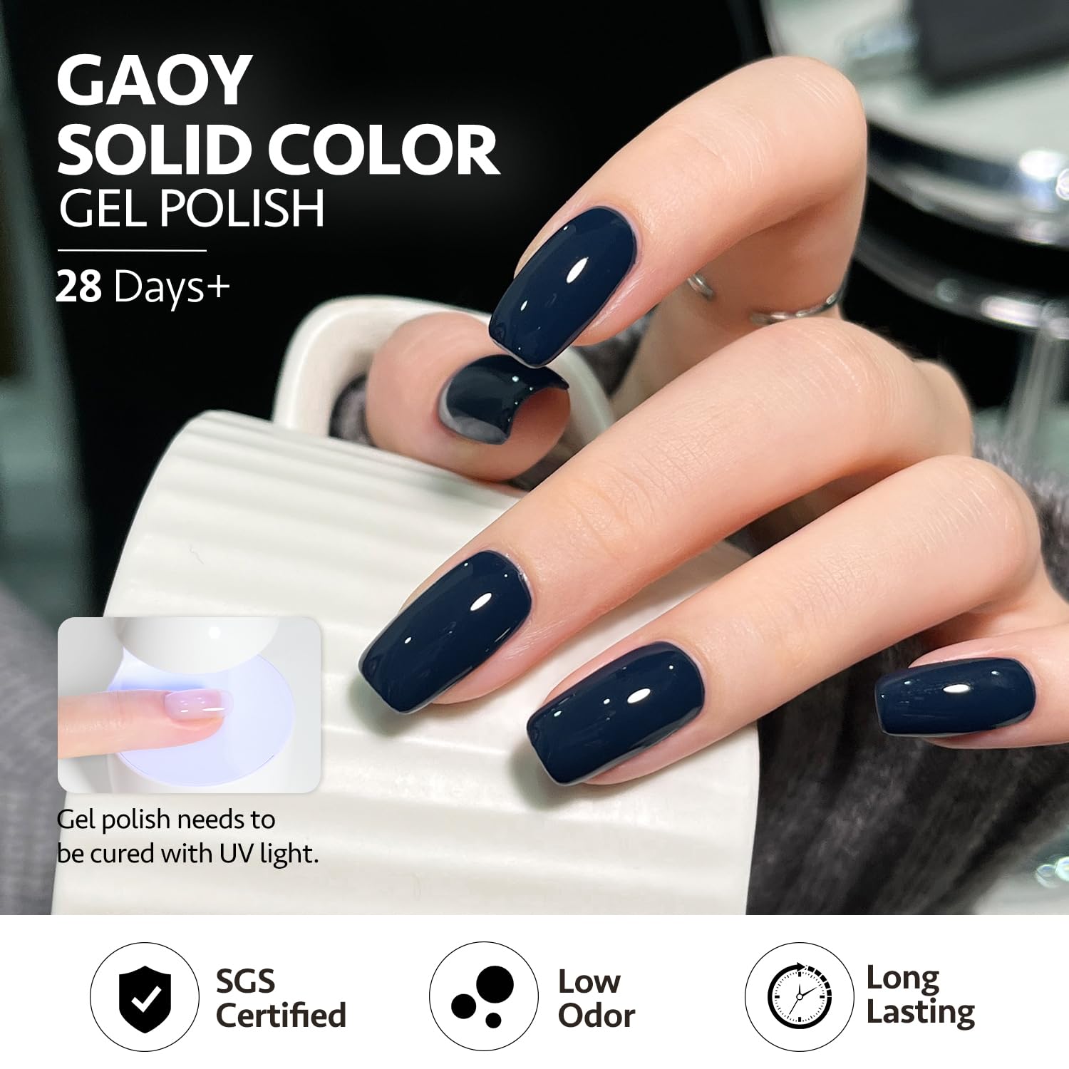 GAOY UV LED cure in 60 seconds for quick, complete dry.