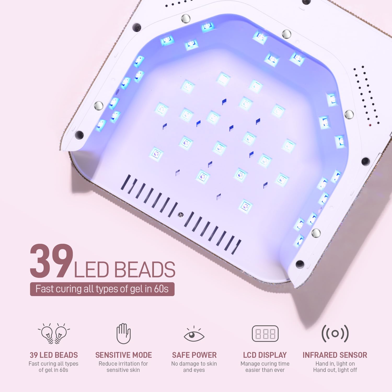 GAOY UV LED nail lamp 39 LED array providing strong curing coverage