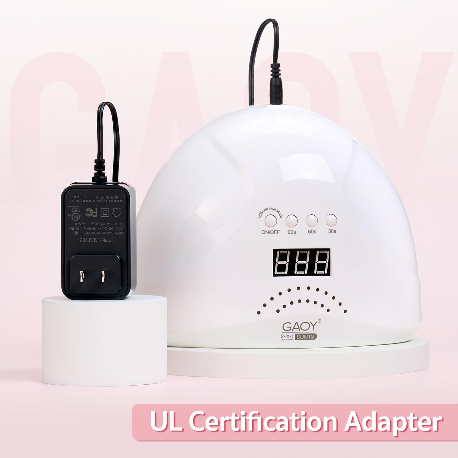 GAOY UV LED nail lamp packaging box and contents