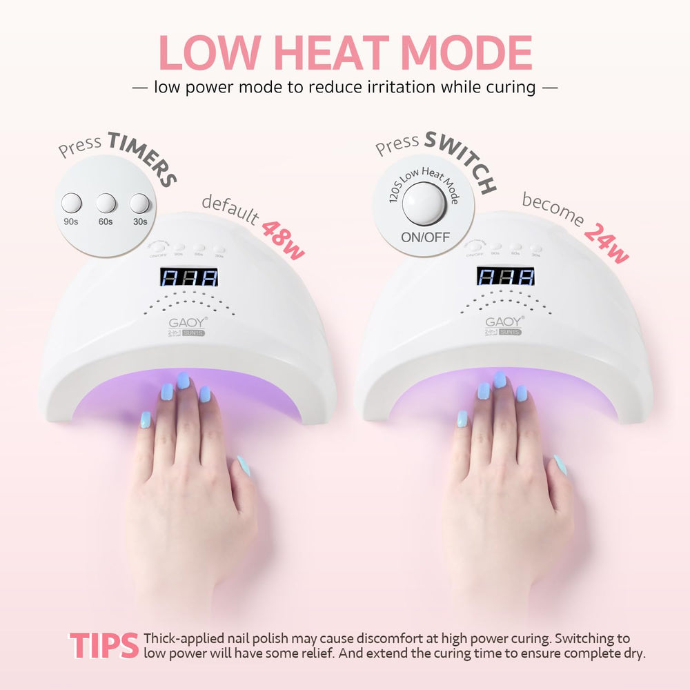 GAOY UV LED nail lamp side profile highlighting slim design