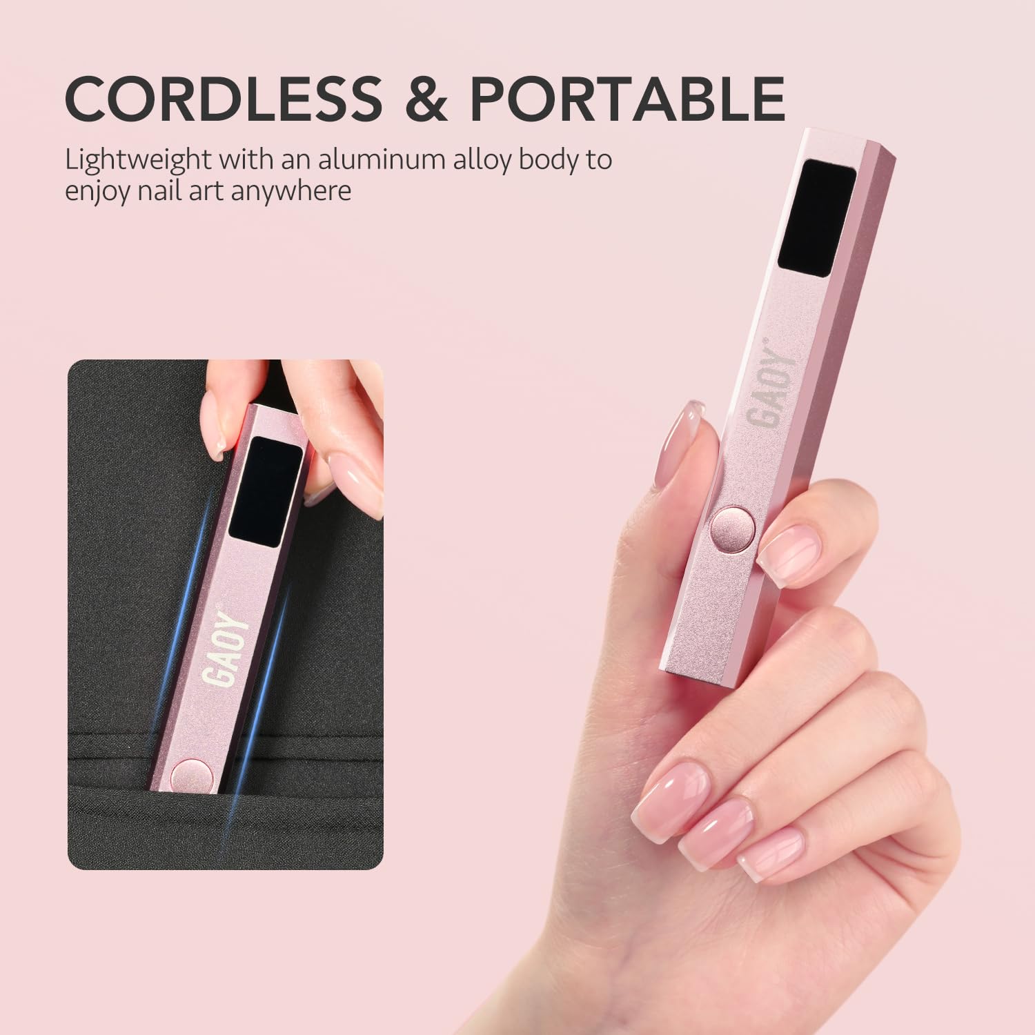 GAOY versatile nail lamp supporting detailed nail art and all-scenario gel manicures.