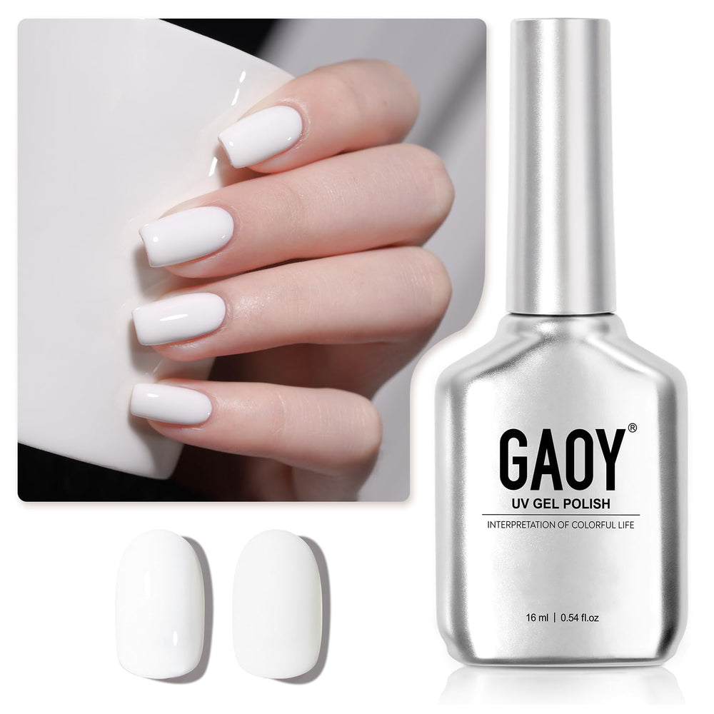 GAOY White Gel Nail Polish bottle close-up for pure white nails at home