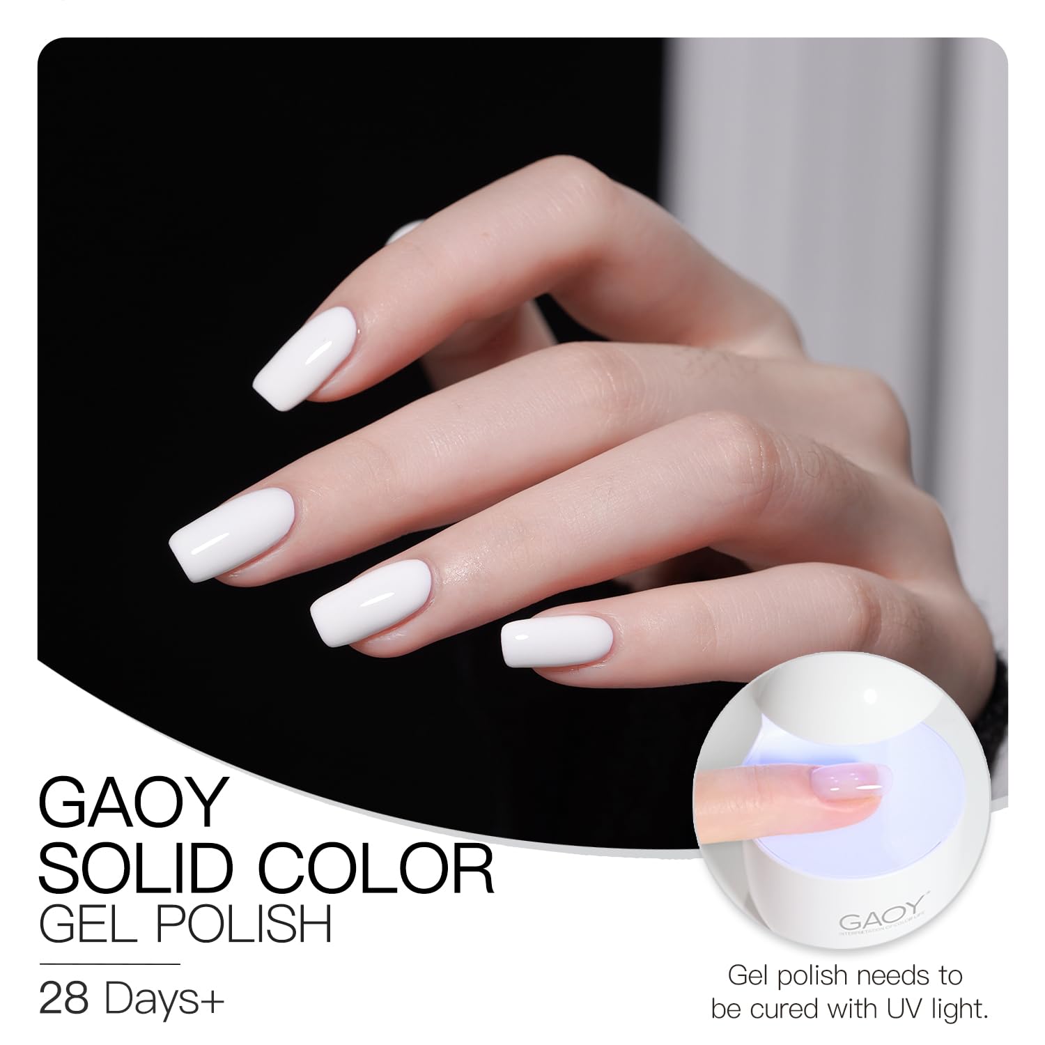 GAOY White Gel Nail Polish glossy finish on 16ml bottle
