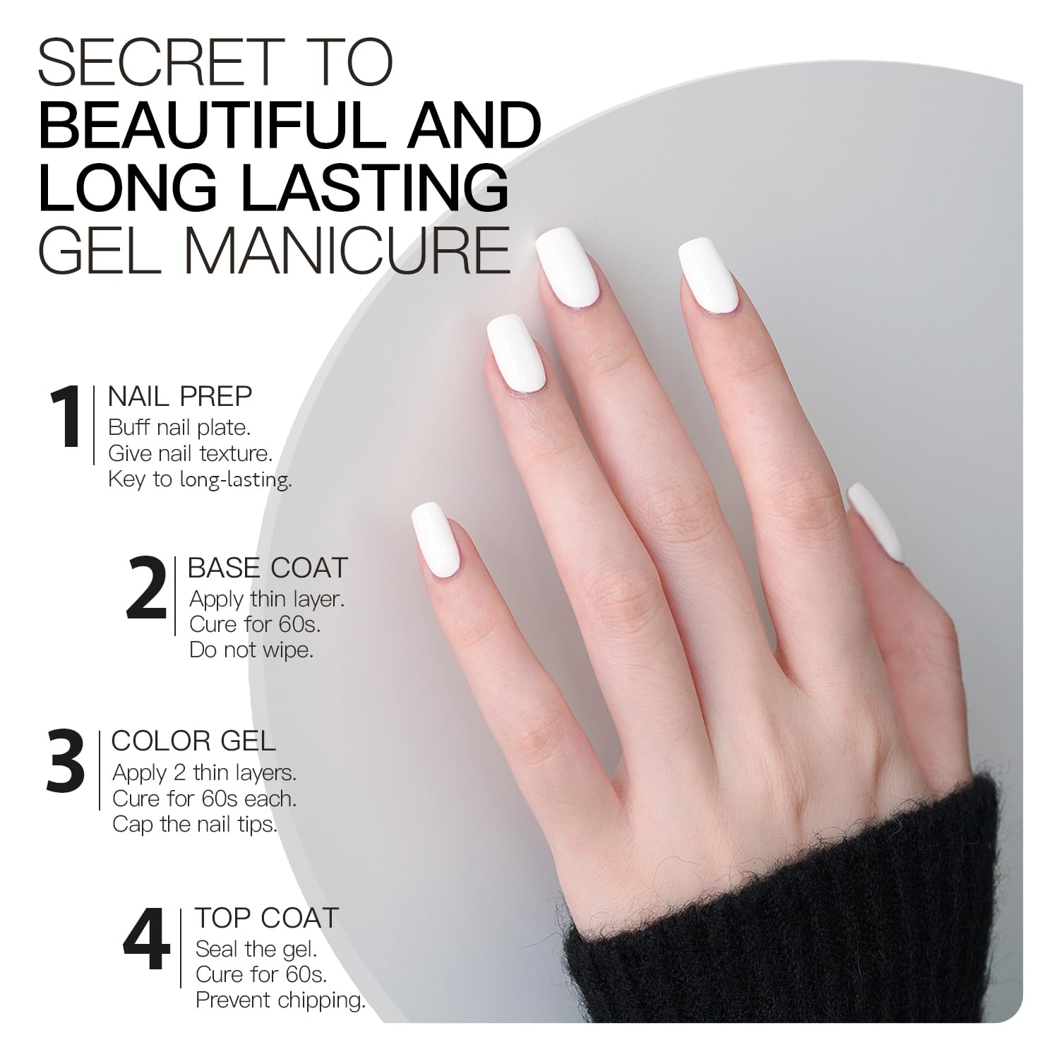 GAOY White Gel Nail Polish UV cure in 60 seconds