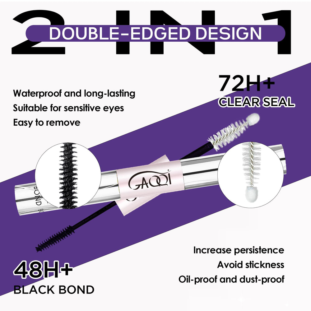 GAQQI lash bond and seal bundle shows dual-ended application for better control.