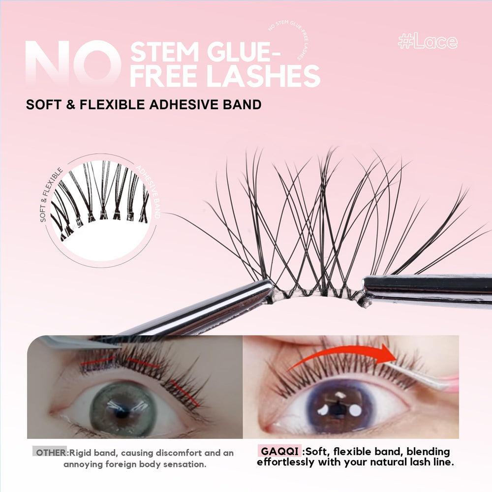 GAQQI Classic No-Band lash clusters for dramatic evening volume.