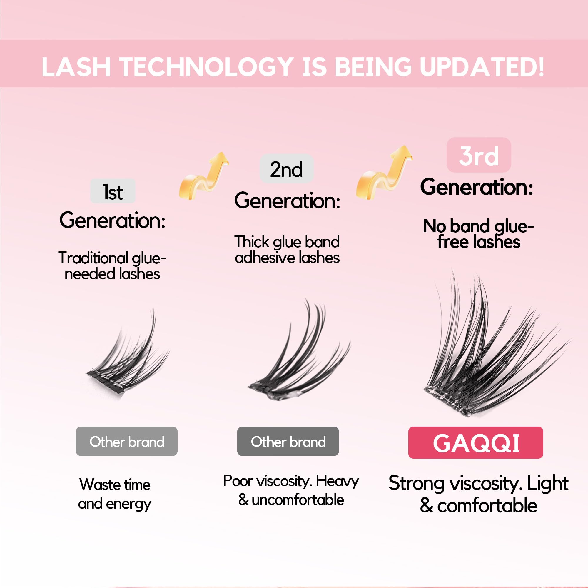 GAQQI Invisible-band lashes contour softly to your eye.