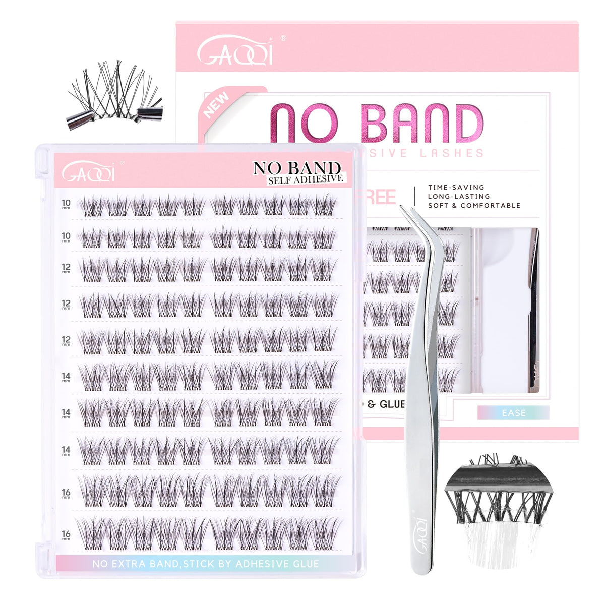 GAQQI Lace No-Band lash clusters provide a natural daytime enhancement.