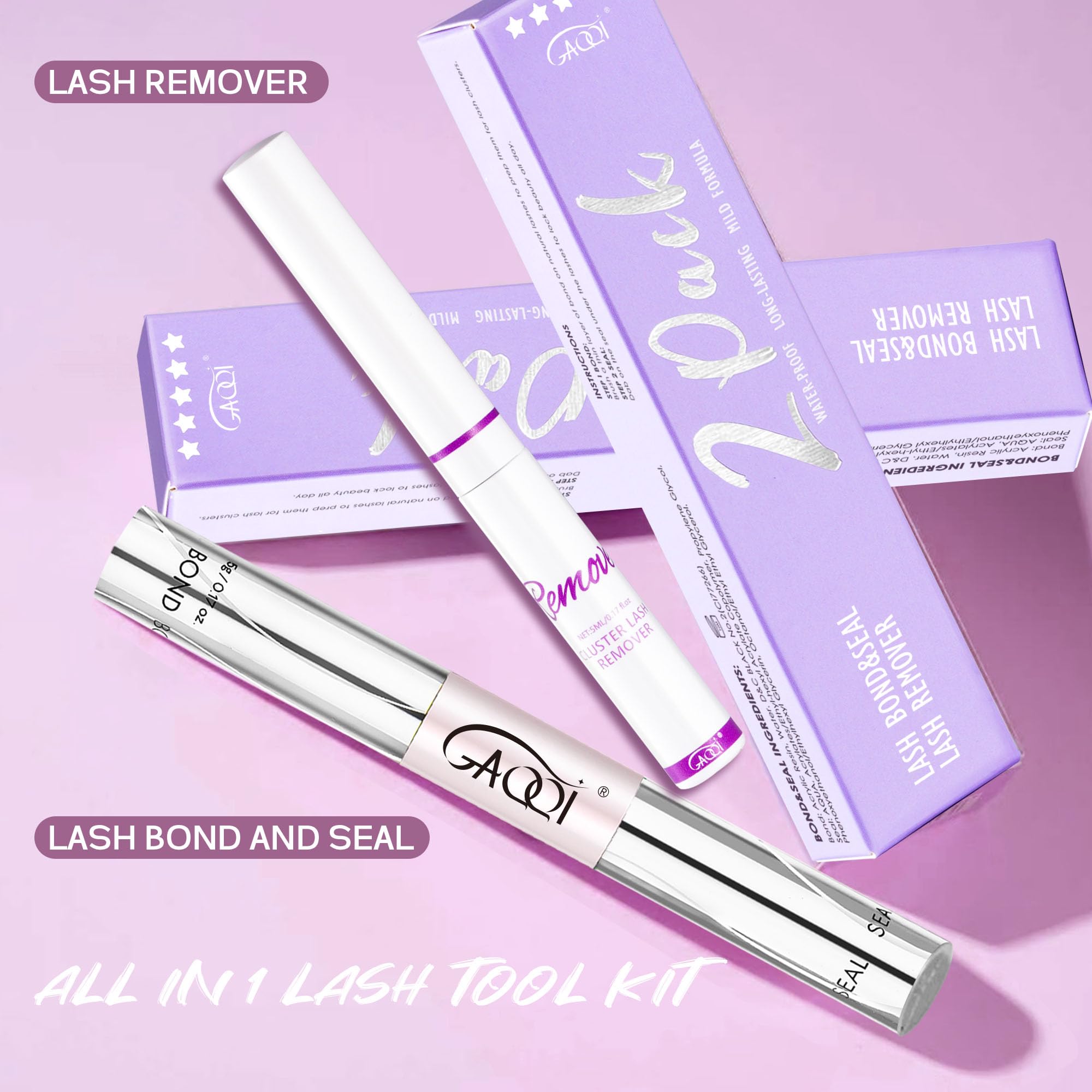 GAQQI Lash Bond applied to natural lashes demonstrating strong hold