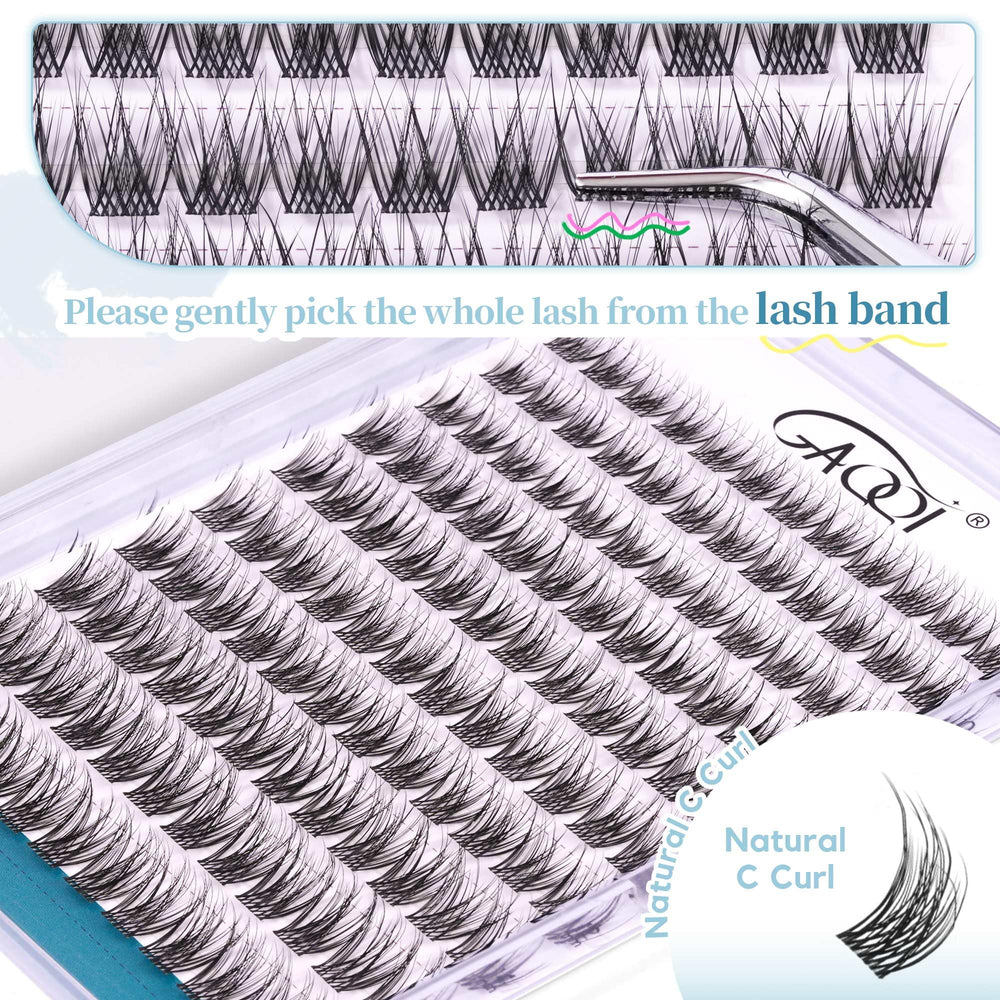GAQQI C-curl lash clusters provide soft, comfortable lift.