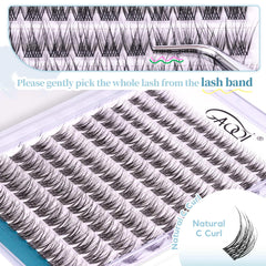 GAQQI C-curl lash clusters provide soft, comfortable lift.