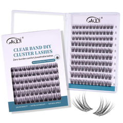 GAQQI Lash Clusters with ultra-thin clear band for seamless natural look.