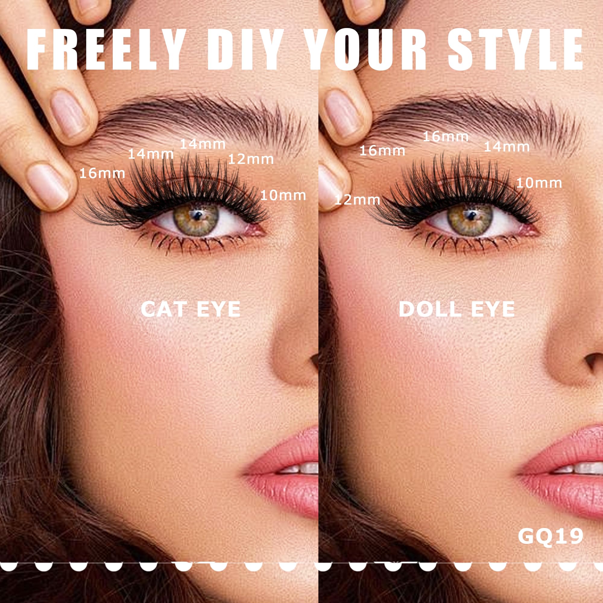GAQQI Lash Clusters mixed-length 10-16mm for versatile looks