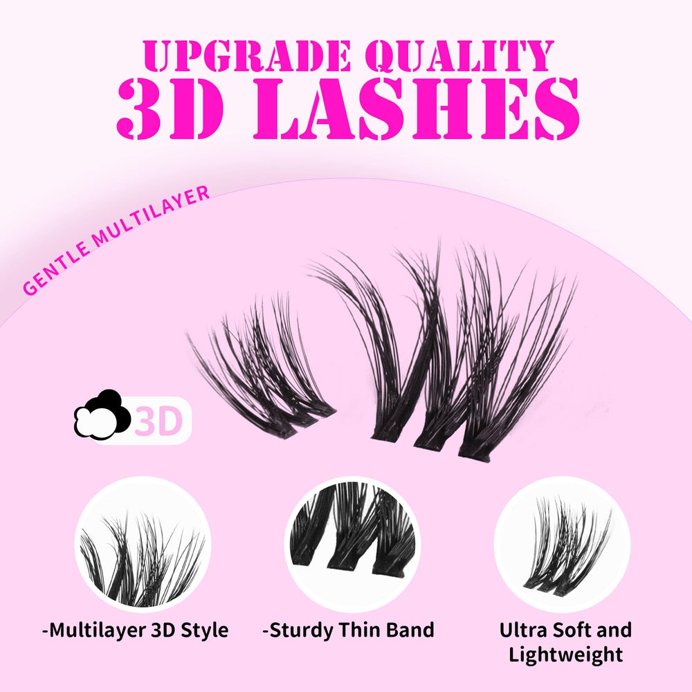 GAQQI lash clusters with soft thin band for all-day comfort