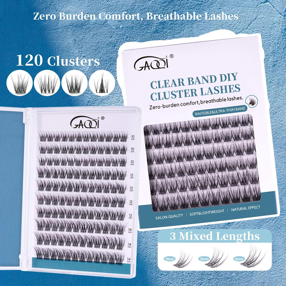 GAQQI ultra-thin band lashes blend with natural lashes for a discrete finish.