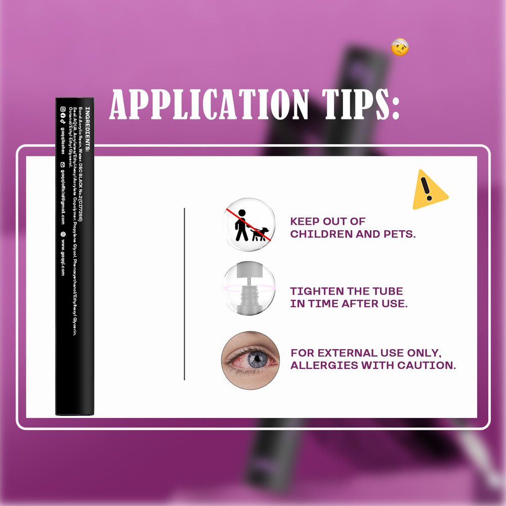 GAQQI Lash Glue packaging close-up highlights premium latex-free formula