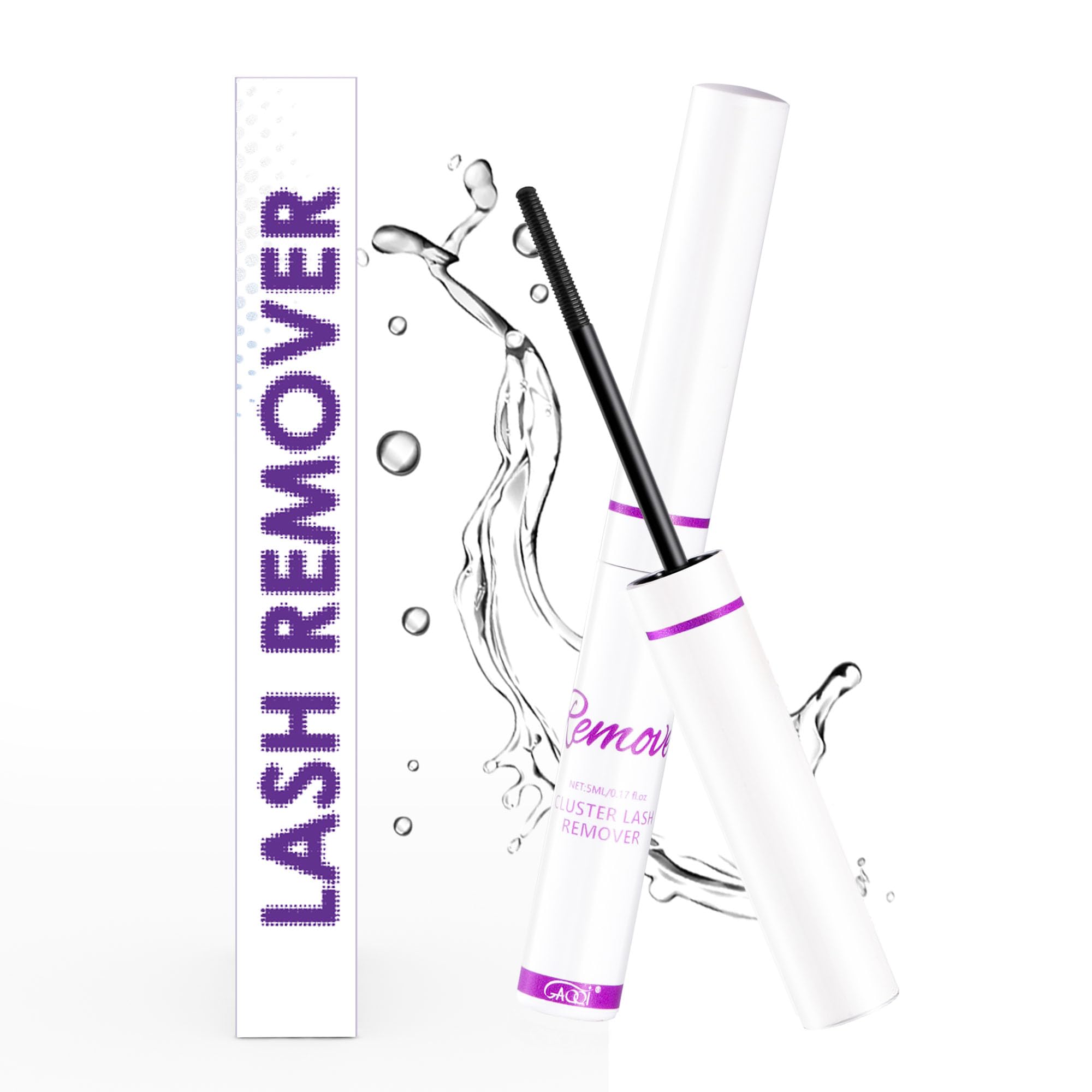 GAQQI Lash Glue Remover bottle shows gentle, fast-dissolve action for sensitive eyes.