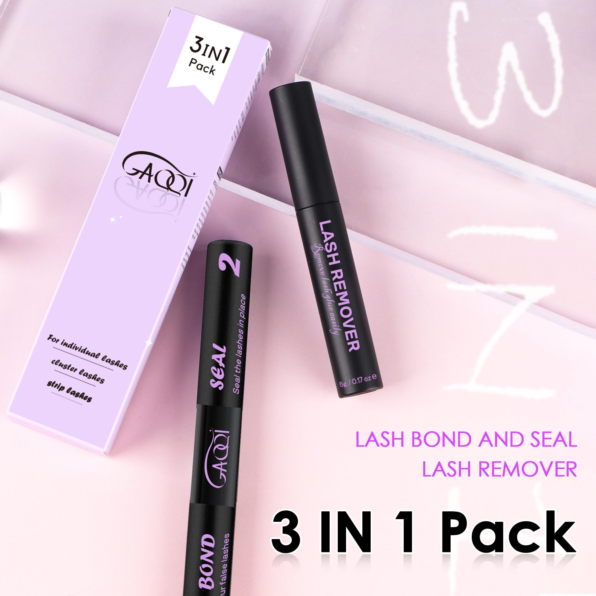 GAQQI two-piece kit packaging highlighting bond, seal, and remover inclusion