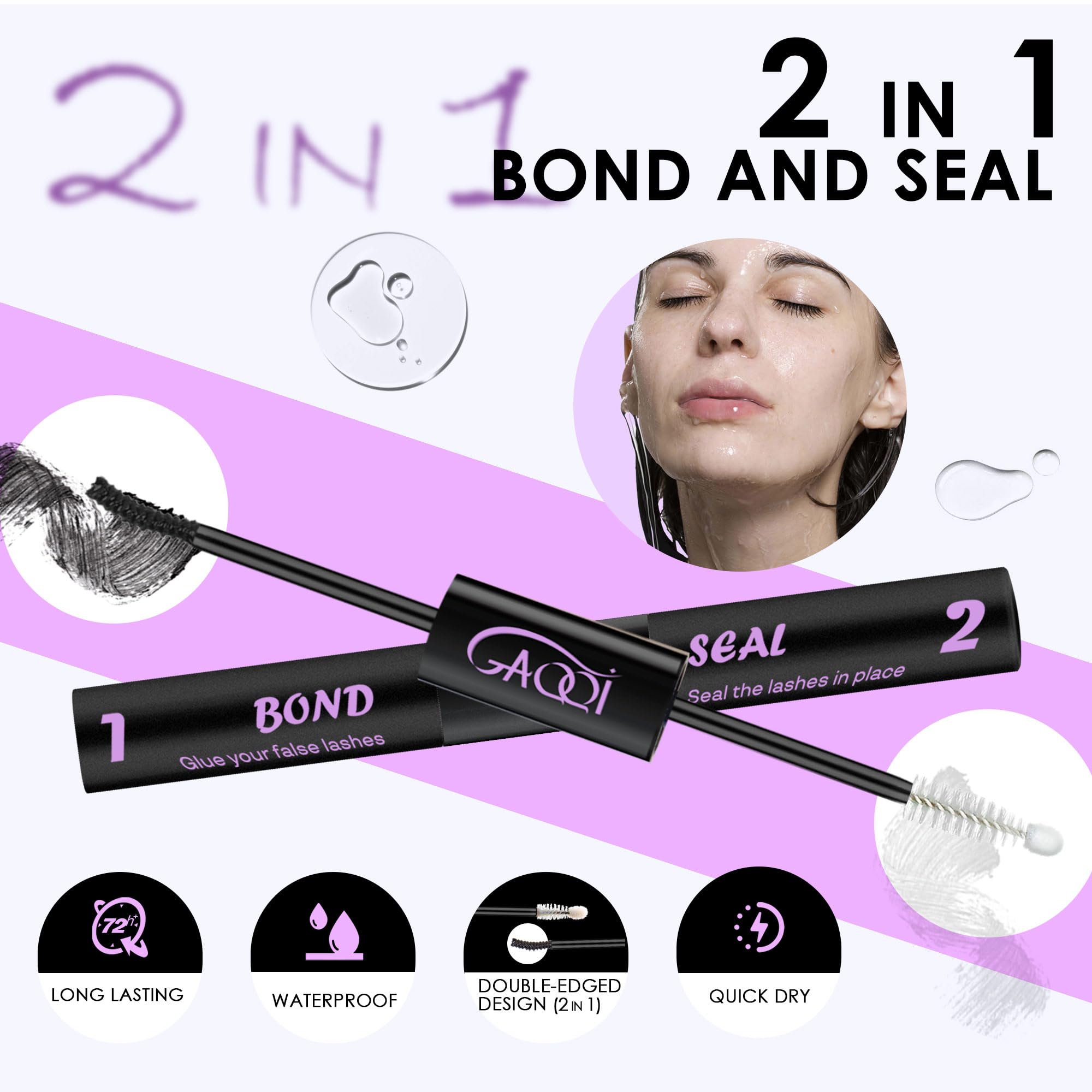 GAQQI lash remover bottle close-up for quick and residue-free removal