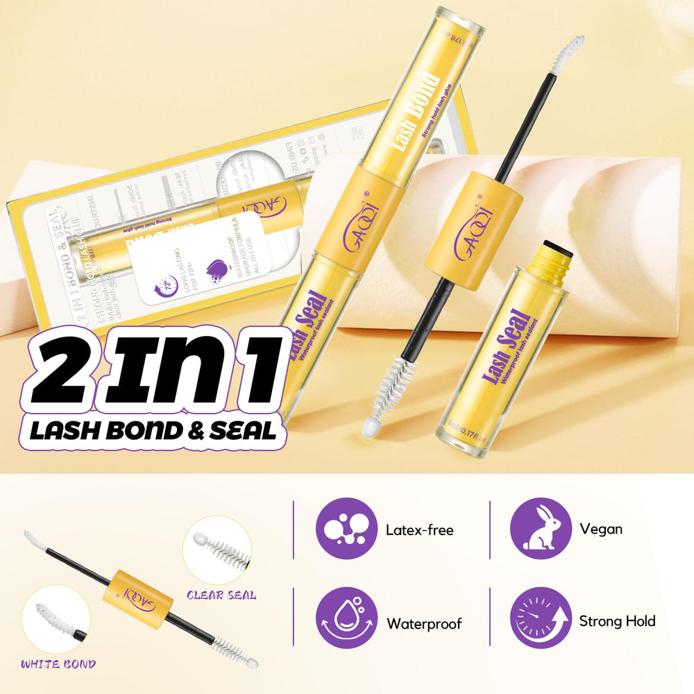 GAQQI Lash Sealant brush shows a clear seal for long-lasting wear.
