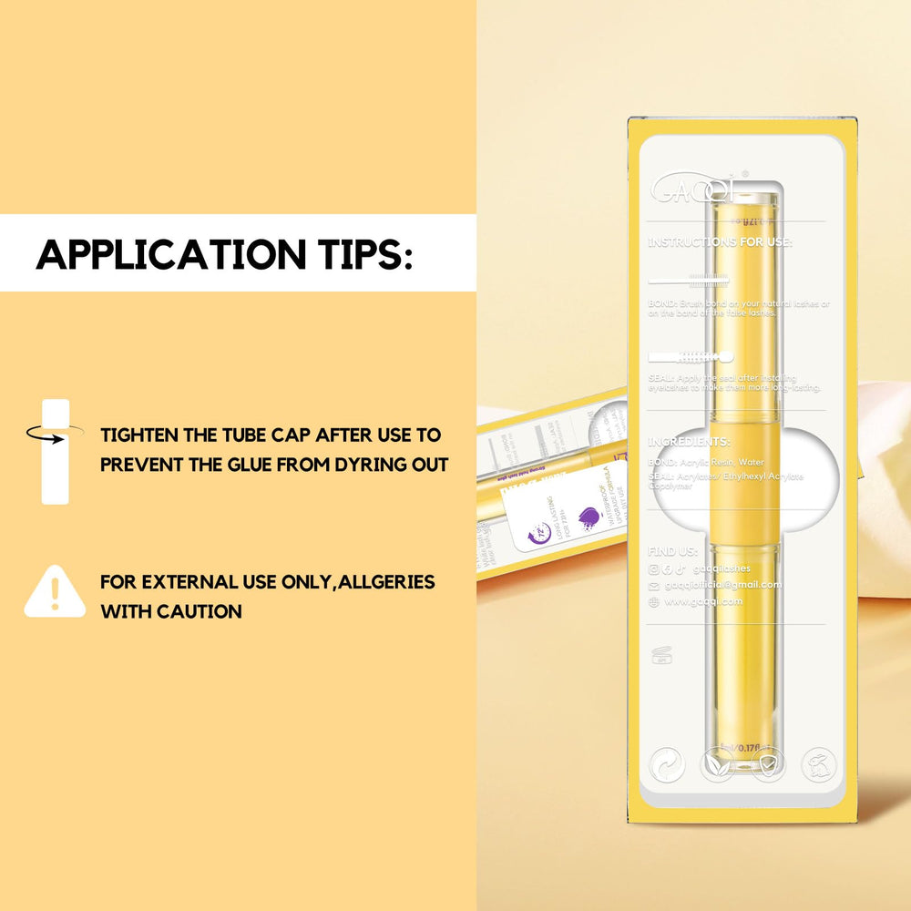 GAQQI Clear bond dries clean for natural lash appearance.