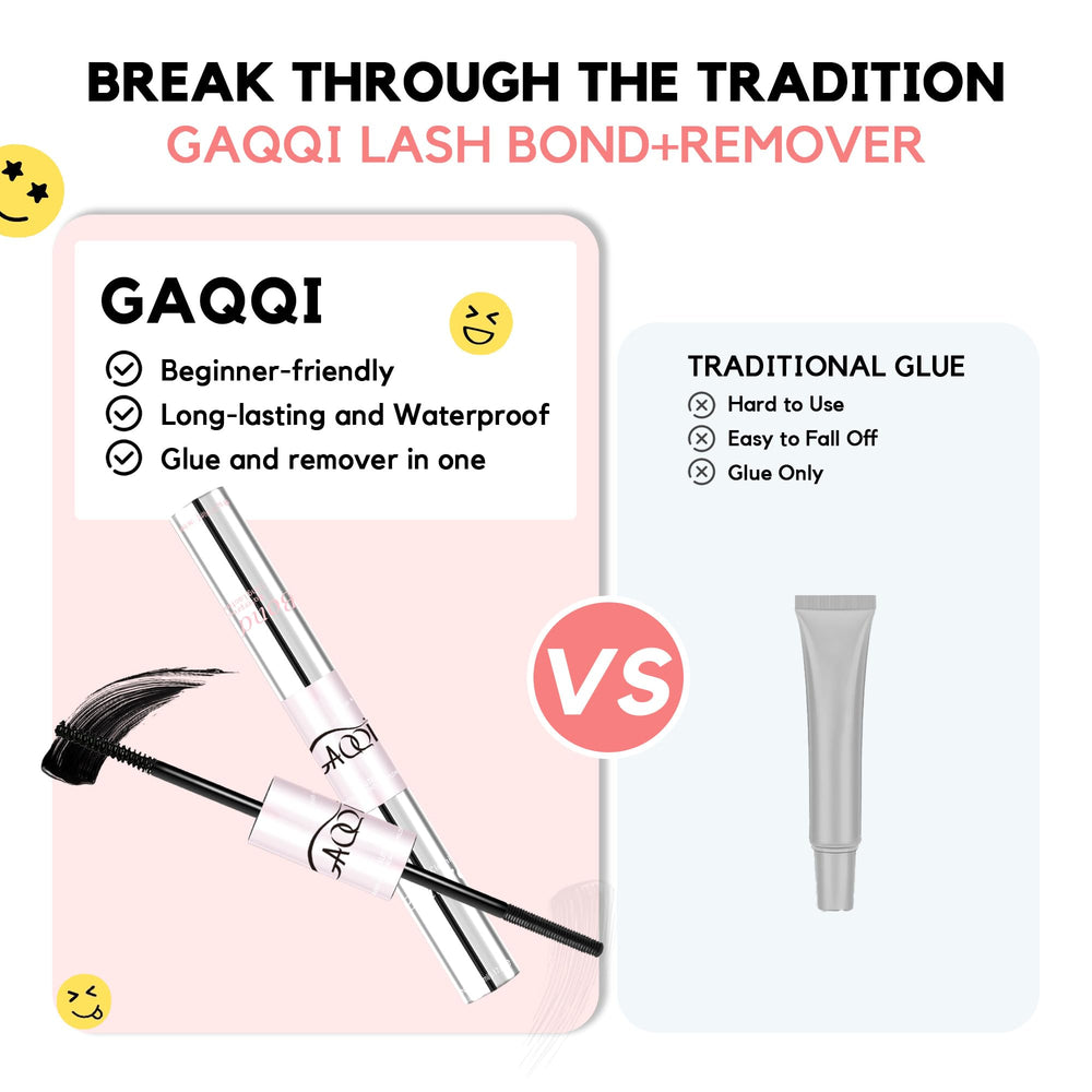 Elegant GAQQI packaging highlights quick, convenient lash care.