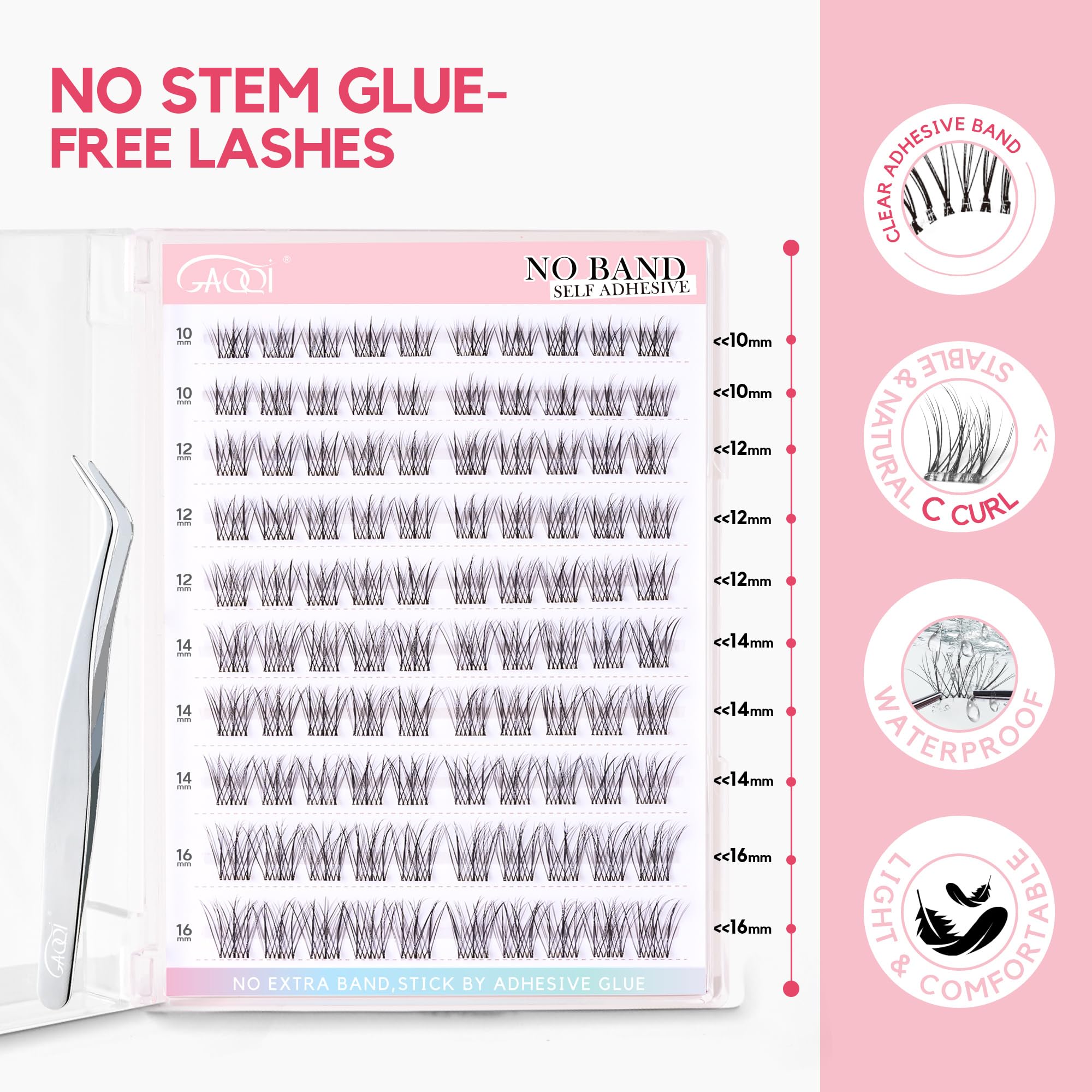 GAQQI Lash tweezer included for precise press-on placement.