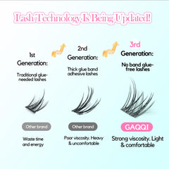 GAQQI waterproof hold lash clusters deliver long-lasting wear throughout the day.