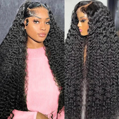 GARAXIS 250% density deep wave lace front wig offering natural volume and styling versatility.
