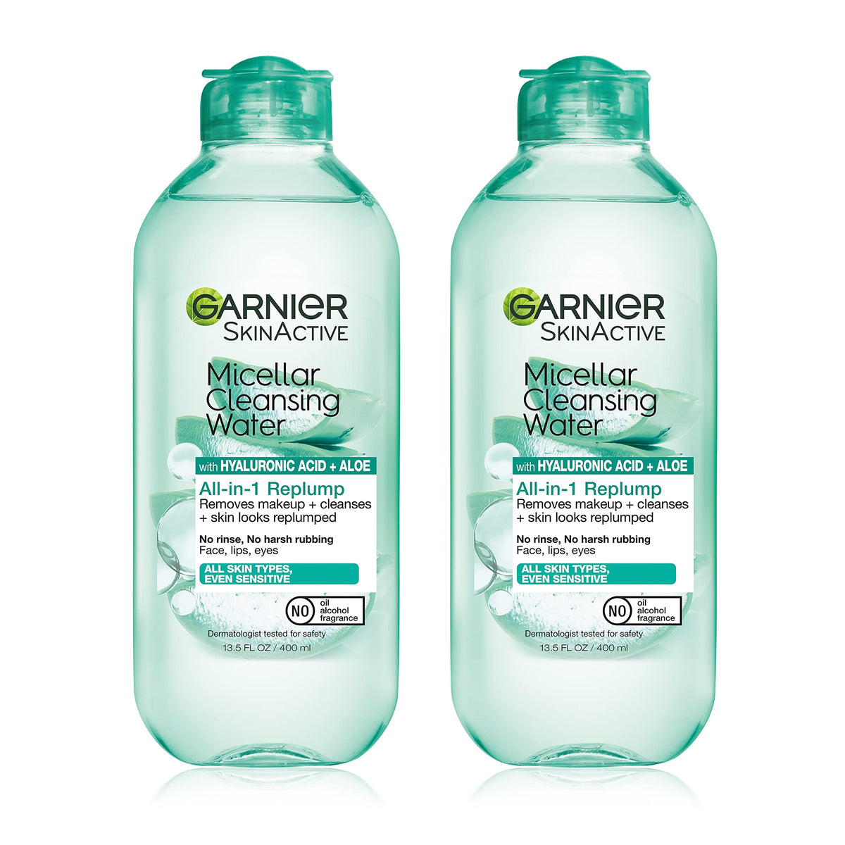 Garnier Agua Micelar con ácido hialurónico, botella de 400 ml desmaquilla e hidrata