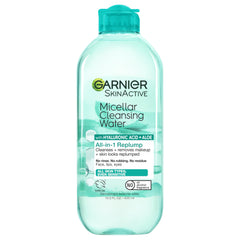 Garnier Agua Micelar con Ácido Hialurónico, botella: limpia sin frotar y desmaquilla.
