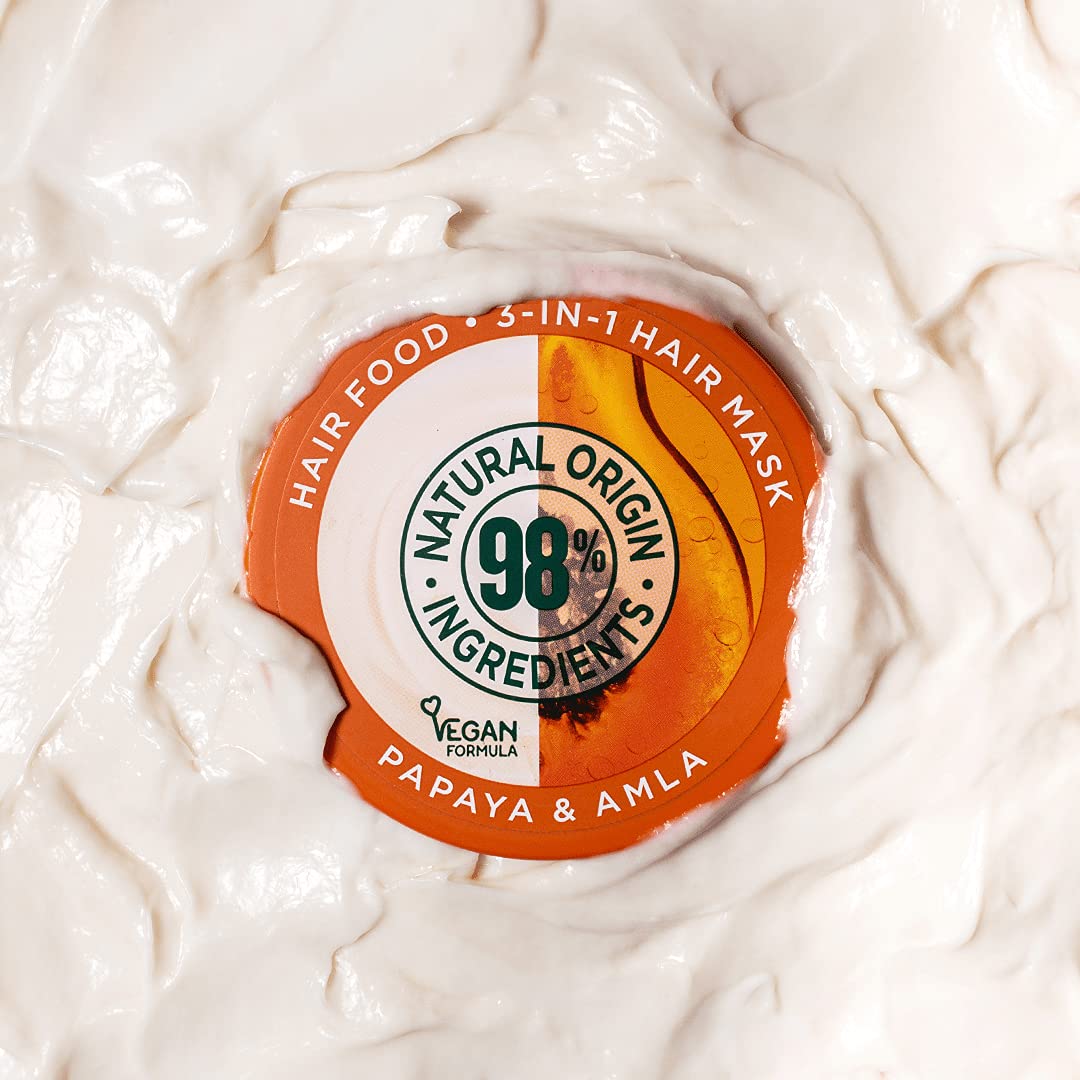Garnier Alimento para el Cabello Papaya, aroma tropical que deja el cabello suave.