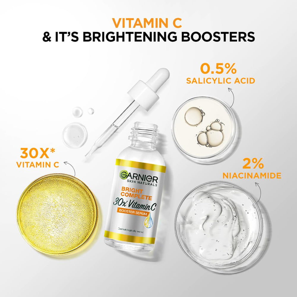 Textura suave del suero Garnier Bright Complete sobre la piel.